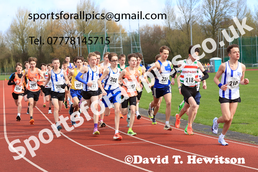 Boys Under-15s Young Athletes 5k, 2026 Northern Mens 12 and Womens 6 Stage Road Relays and Young Athletes 5k, Sheepmount Stadium, Carlisle. Photo: David T. Hewitson/Sports for All Pics